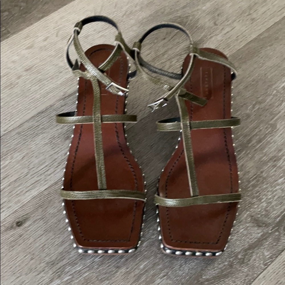 Topshop Olive Green and Brown Strappy Sandals